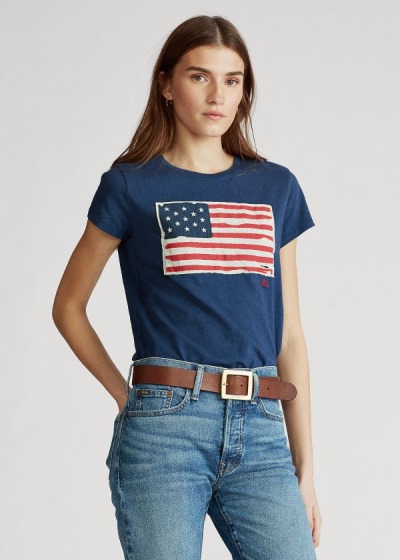 Dámské Tričko Polo Ralph Lauren Flag Jersey Graphic - 31652-DLUH